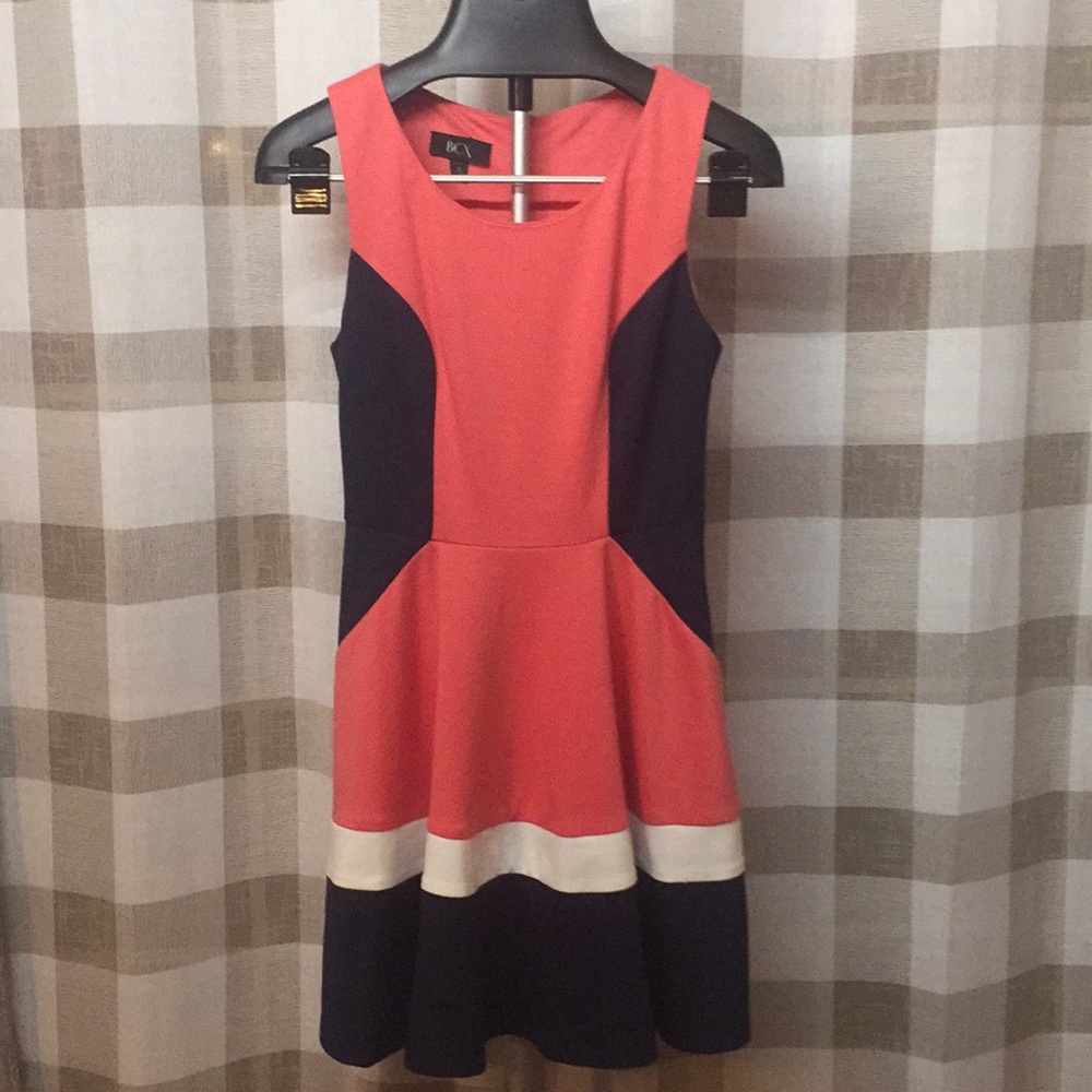 BCX Pink Navy Skater Dress
